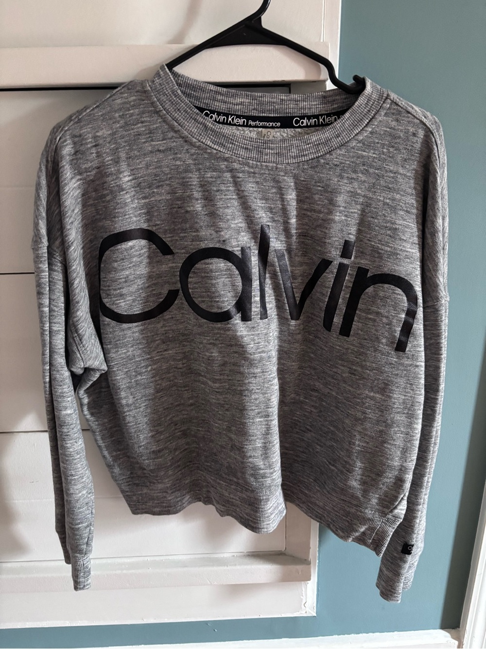 Calvin Klein Performance Heather Gray Logo Crewneck Sweatshirt